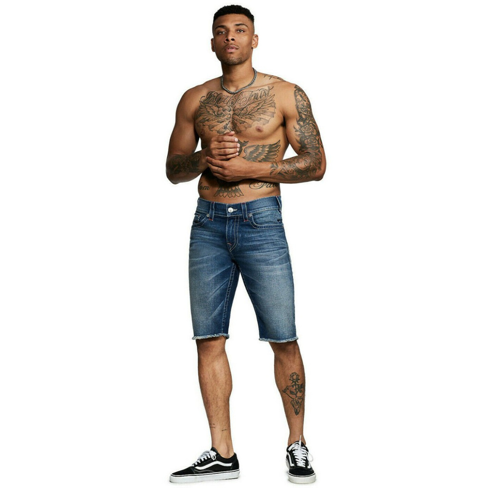True Religion Men's Ricky Straight Stretch Denim Jean Shorts in Hang 02 - Picture 4 of 4